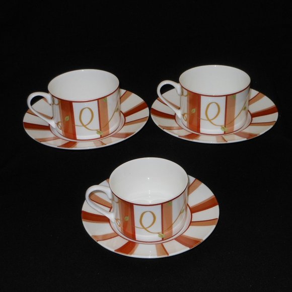 3 sets of tea cup & saucer. Victoria & Beale by Sango 7022 Rosebud - Picture 2 of 7